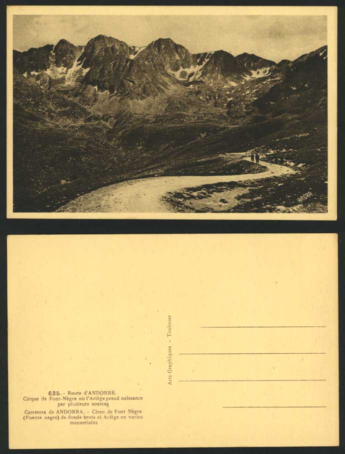 Andorra Route Old Postcard Cirque de Font Negre, Ariege
