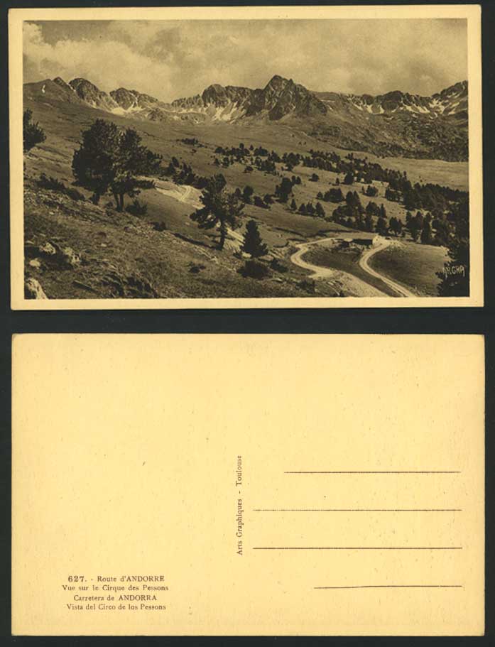 Andorra Route Old Postcard Vue sur l'Cirque des Pessons