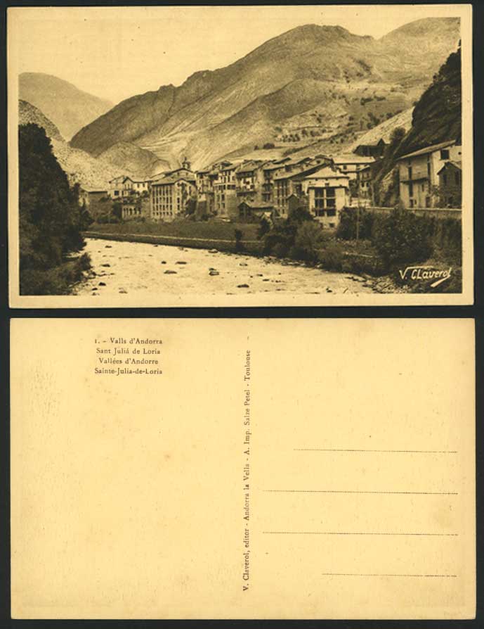 Andorra Old Postcard Sant Julia de Loria Sainte-Julia-de-Loria Mountains & River