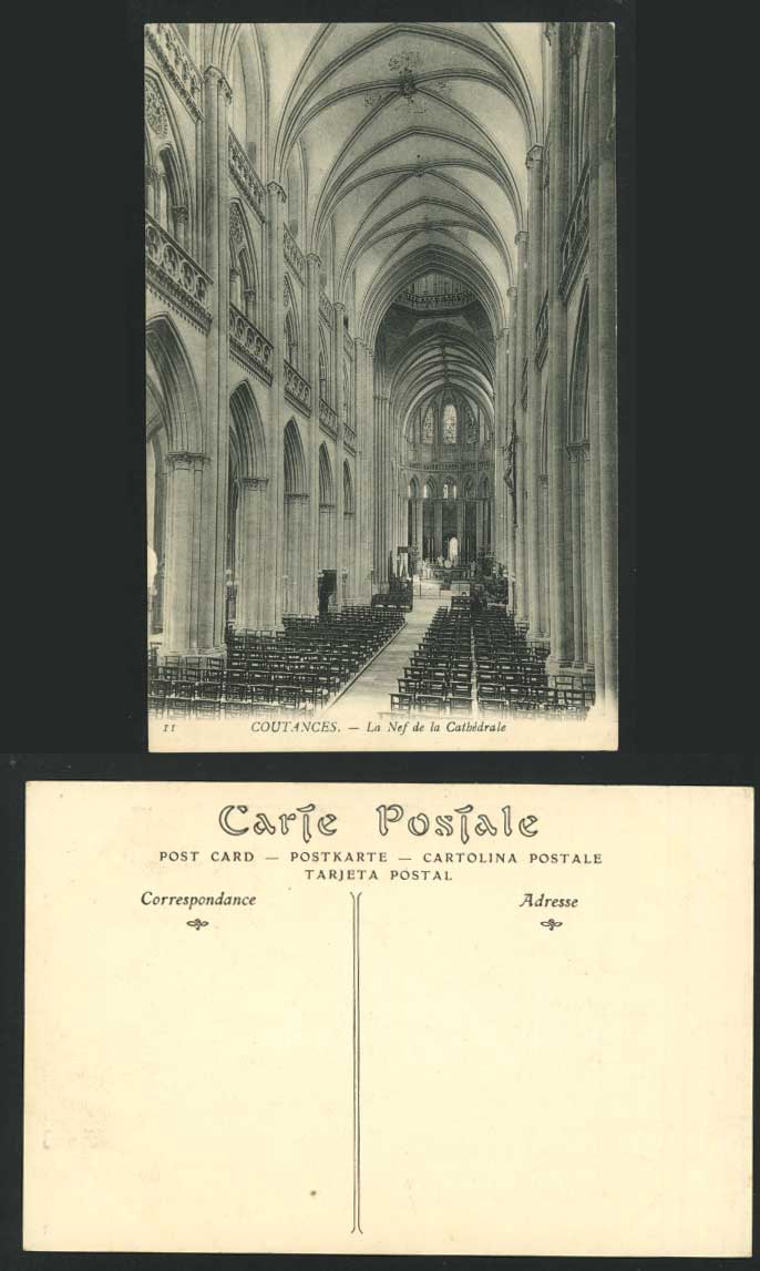 COUTANCES Old Postcard Cathedrale La Nef Cathedral Nave