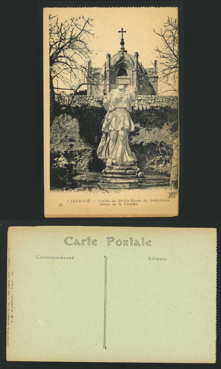 Carthage Old Postcard Musee Saint-Louis Victoire Statue