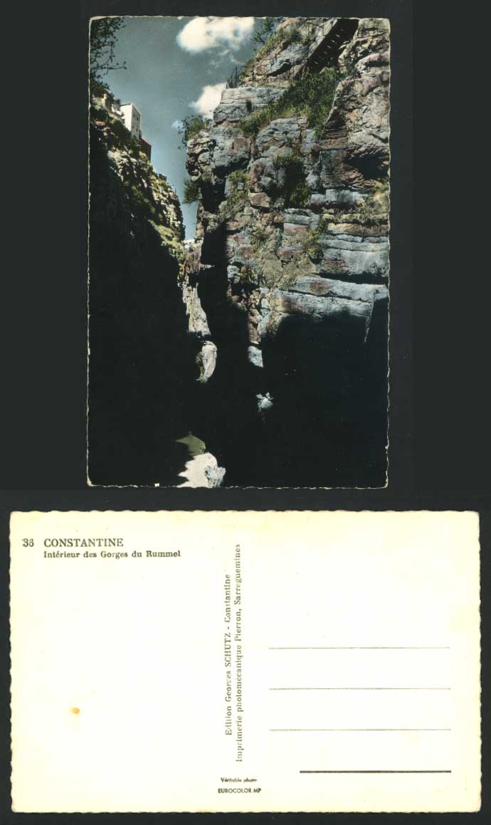 Constantine Old Postcard Interieur des Gorges du Rummel