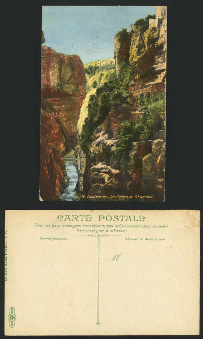 Constantine Old Postcard Gorges du Rhummel, River Scene