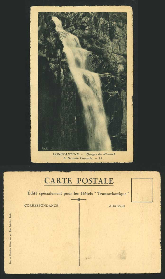 Constantine Old Postcard Gorge Rhumel Grande Cascade LL