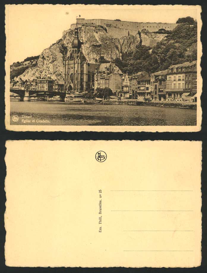 Belgium DINANT Old Postcard Bridge & Church Eglise et Citadelle Citadel