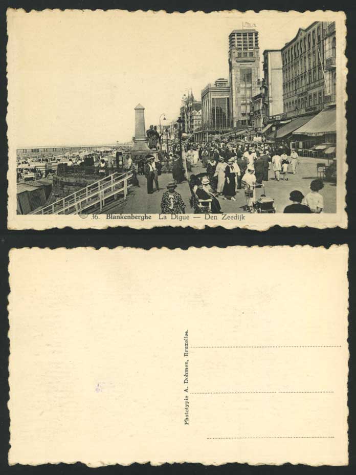 Belgium Blankenberghe Old Postcard La Digue Den Zeedijk
