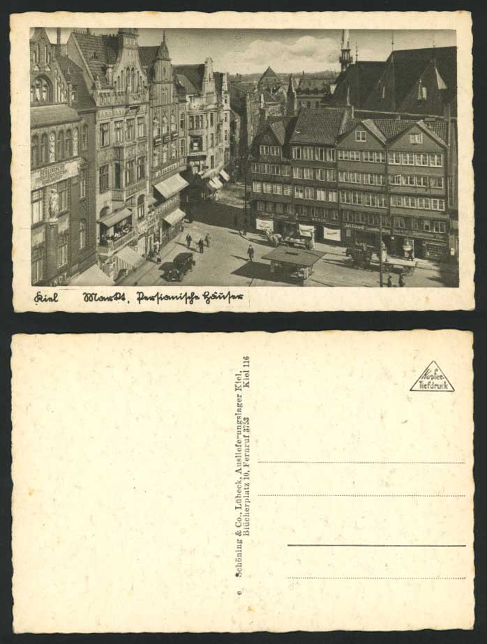 Germany Old Postcard KIEL, Market Place Square & Street