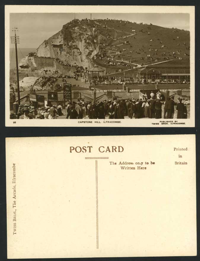ILFRACOMBE Devon Old Postcard Capstone Hill & Bandstand