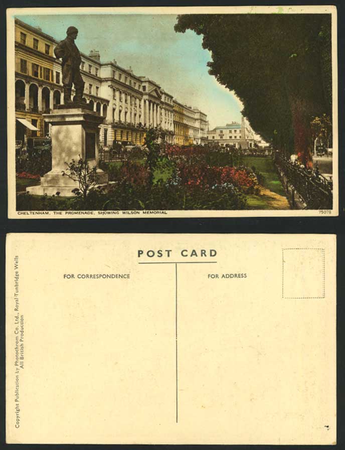 Cheltenham Promenade Shows Wilson Memorial Old Colour Postcard Gloucestershire