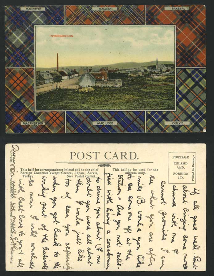 Invergordon - Street Scene Panorama Old Colour Postcard