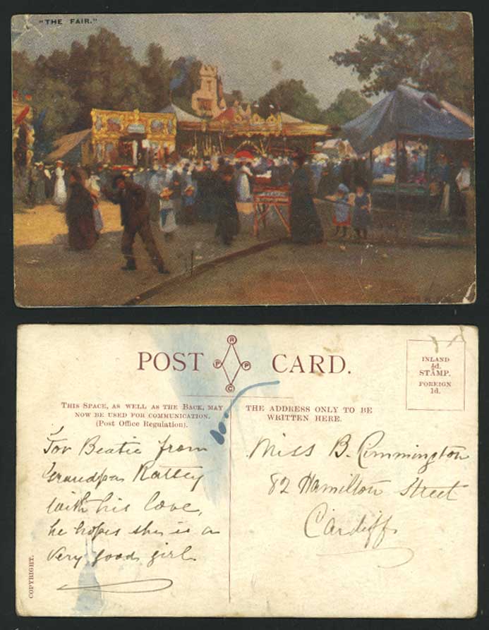 The Fair - Fairgrounds Amusement Park Old Art Postcard