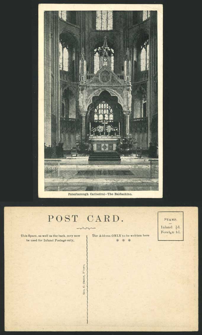 Peterborough Cathedral Interior Baldachino Old Postcard