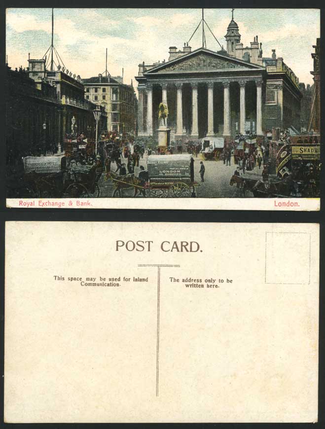 London Old Postcard ROYAL EXCHANGE BANK OF ENGLAND Cart