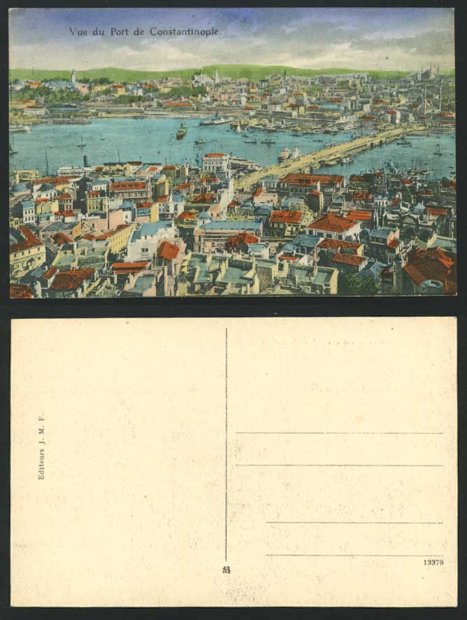 Constantinople Old Postcard Vue du Port, Harbour Bridge