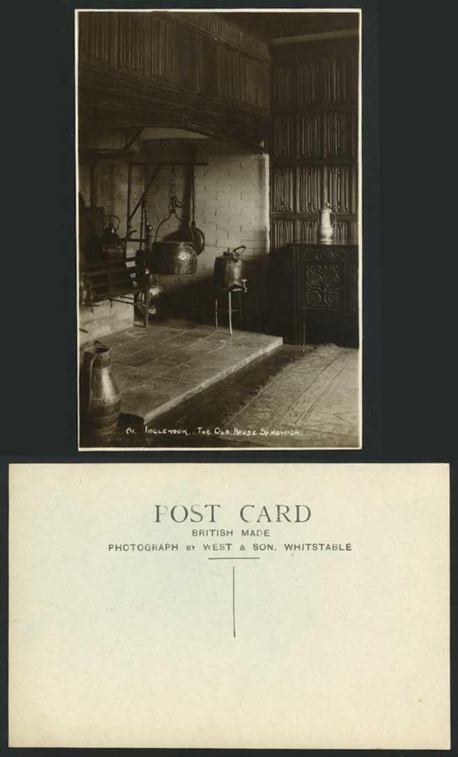 SANDWICH, Inglenook Old House Kitchen Old Postcard Kent