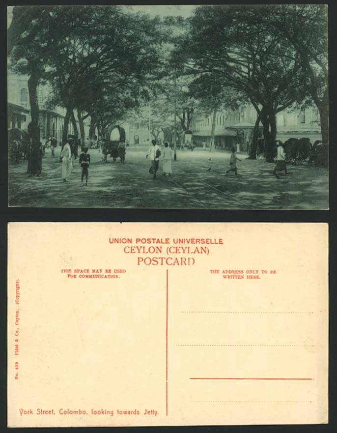 Ceylon Old Postcard YORK STREET, Colombo, towards Jetty
