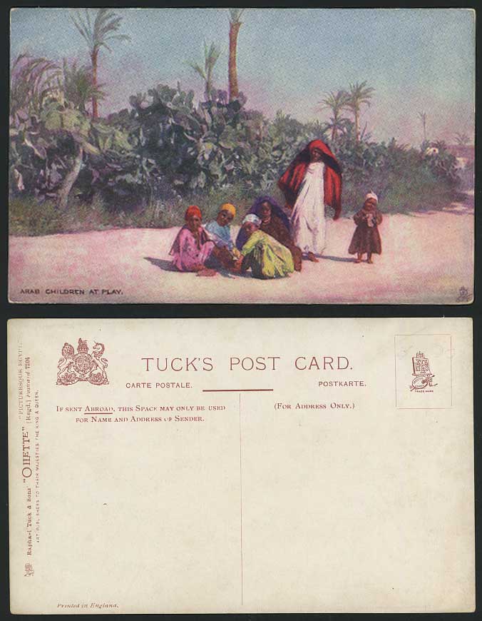 Egypt Old Tuck's Oilette Postcard Native Arab Children at Play Little Boys Girls
