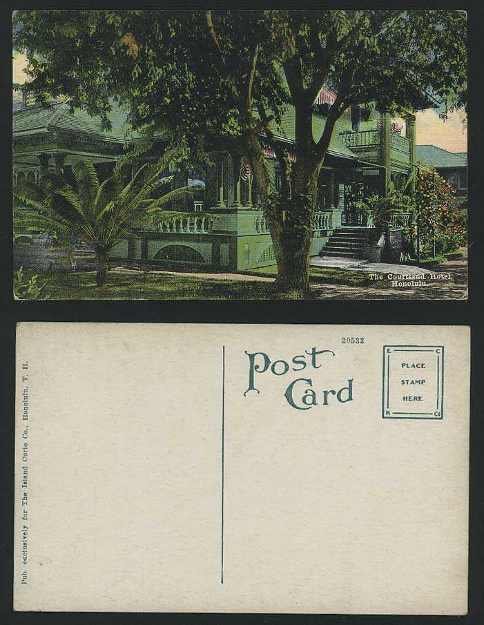 Hawaii Island Honolulu USA Old Postcard COURTLAND HOTEL