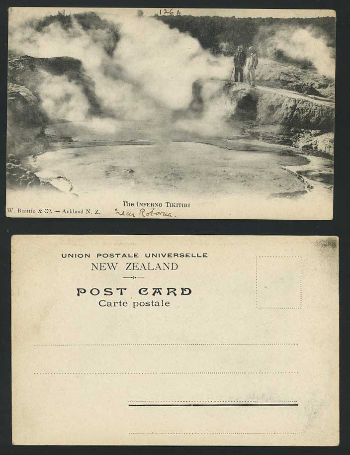 New Zealand 1904 Old Postcard Geyser - INFERNO TIKITIRI