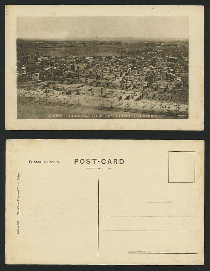 Egypt Old Postcard Cairo, Aerial View & Guizah Pyramids