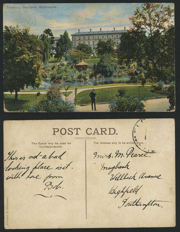 Australia Old Postcard Treasury Gardens, Melbourne Vic.