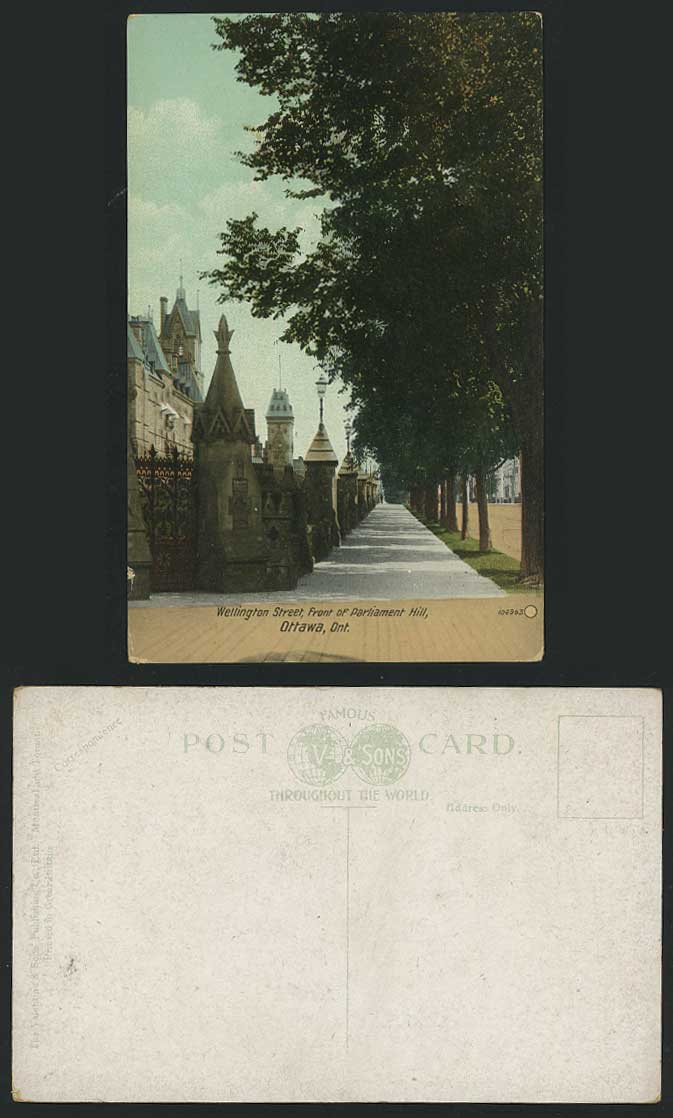 Canada Ottawa Old Colour Postcard Wellington Street Scene & Parliament Hill