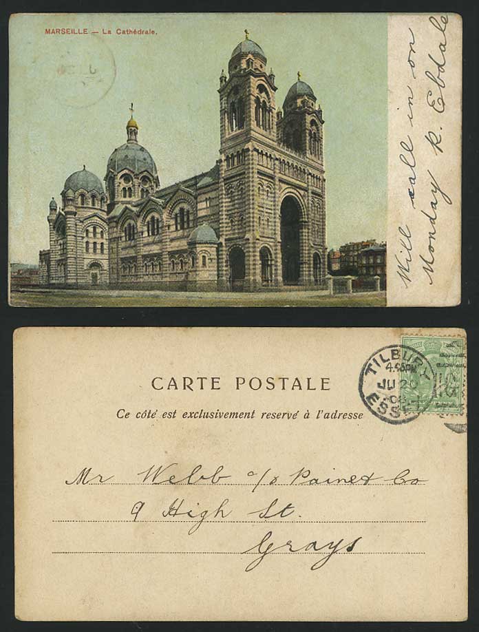 France 1908 Old Postcard MARSEILLE Cathedrale Cathedral