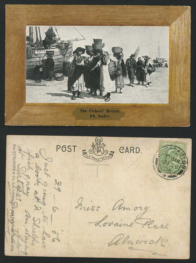 The Fishers Return Ph Sadee 1906 Old Postcard Fishermen
