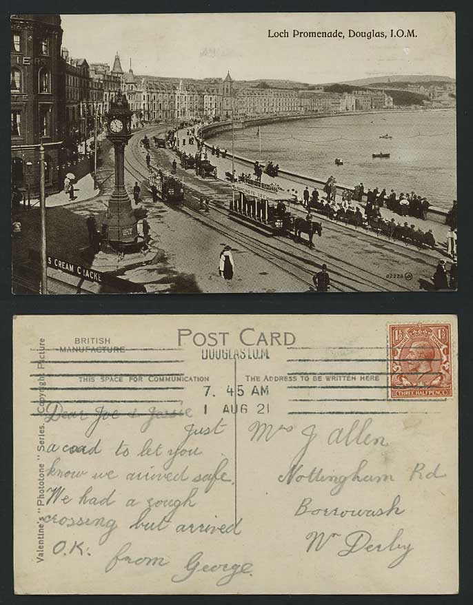 Isle of Man 1921 Old RP Postcard LOCH PROMENADE Douglas