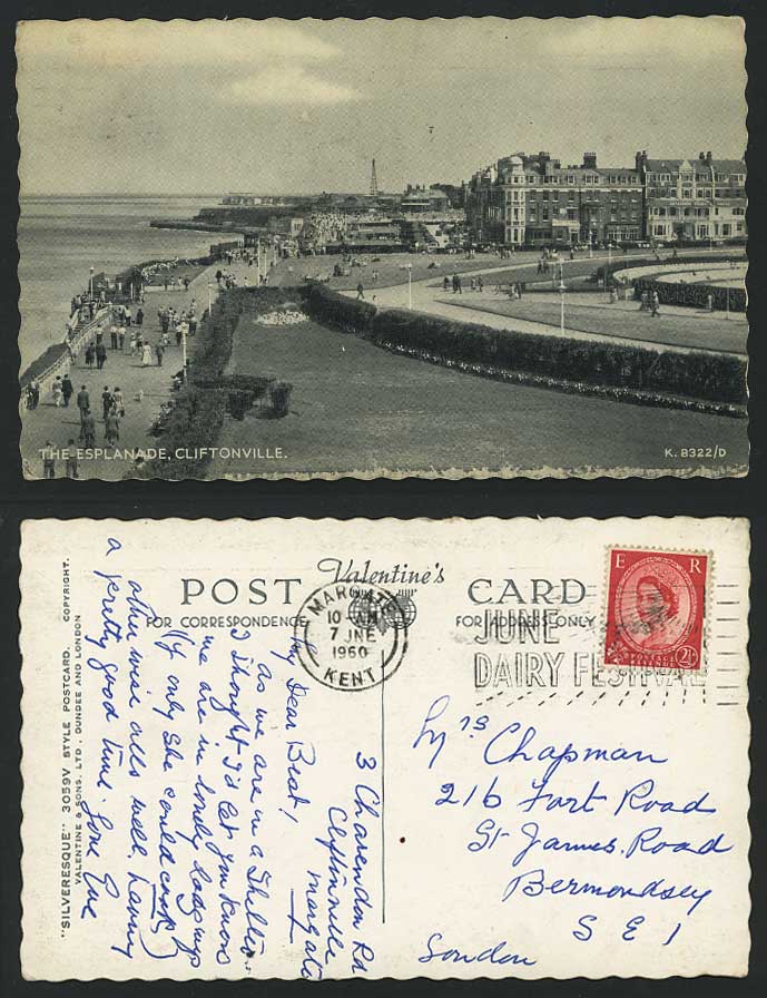 Cliftonville - Esplanade Margate Kent 1960 Old Postcard