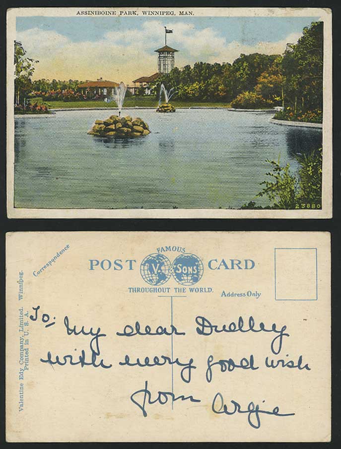 Canada Old Postcard Assiniboine Park Fountains Winnipeg