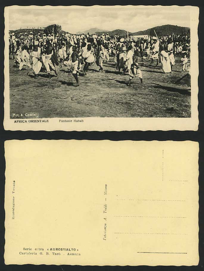 Eritrea Old Postcard Fantasie HABAB, Native Men Dancing