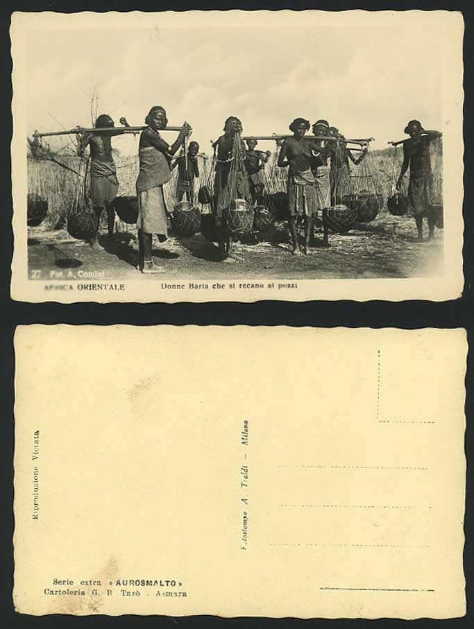 Eritrea Old RP Postcard BARIA WOMEN Drawing Water, WELL