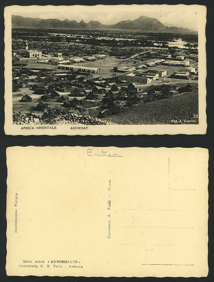 Eritrea Old RP Postcard AGORDAT Natuve Huts & Mountains
