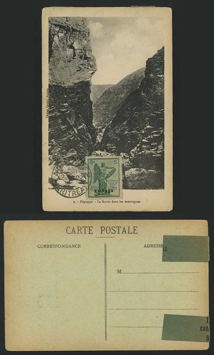 Eritrea 5c. 1920 Old Postcard Ravin Ravine in Mountains
