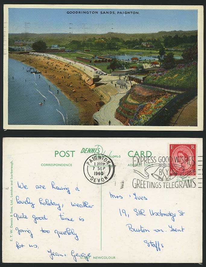 Paignton 1960 Postcard Goodrington Sands, Beach & Steps