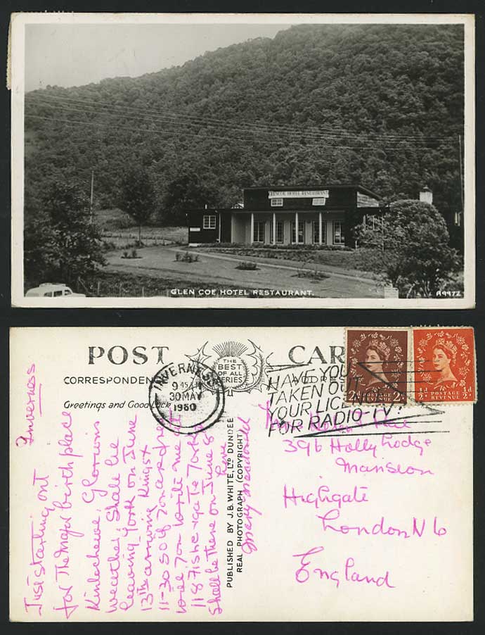 Glen Coe Glencoe Hotel Restaurant, 1960 Old RP Postcard