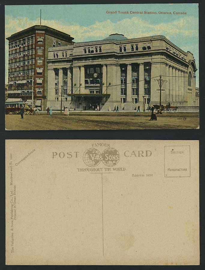Ottawa, Grand Trunk Central Station Old Lettercard TRAM