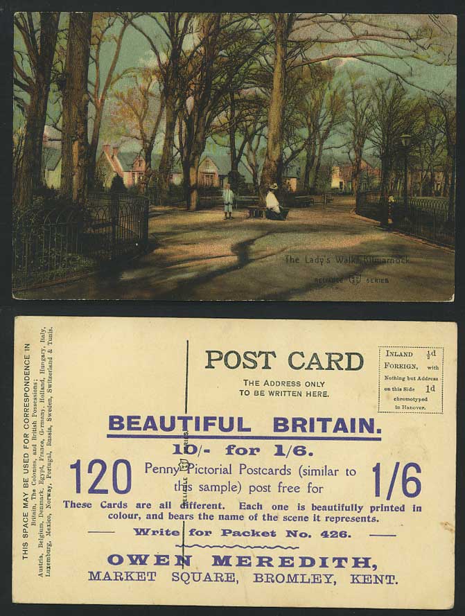 Kilmarnock - The Lady's Walk - Old Postcard Advertising