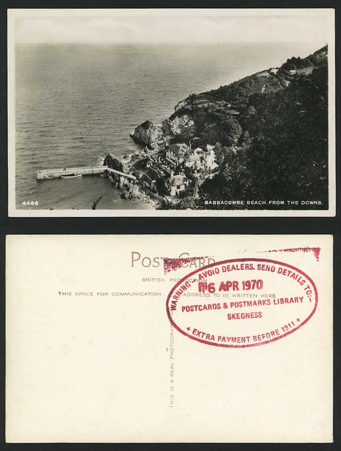 Babbacombe Beach from The Downs Devon Old R.P. Postcard