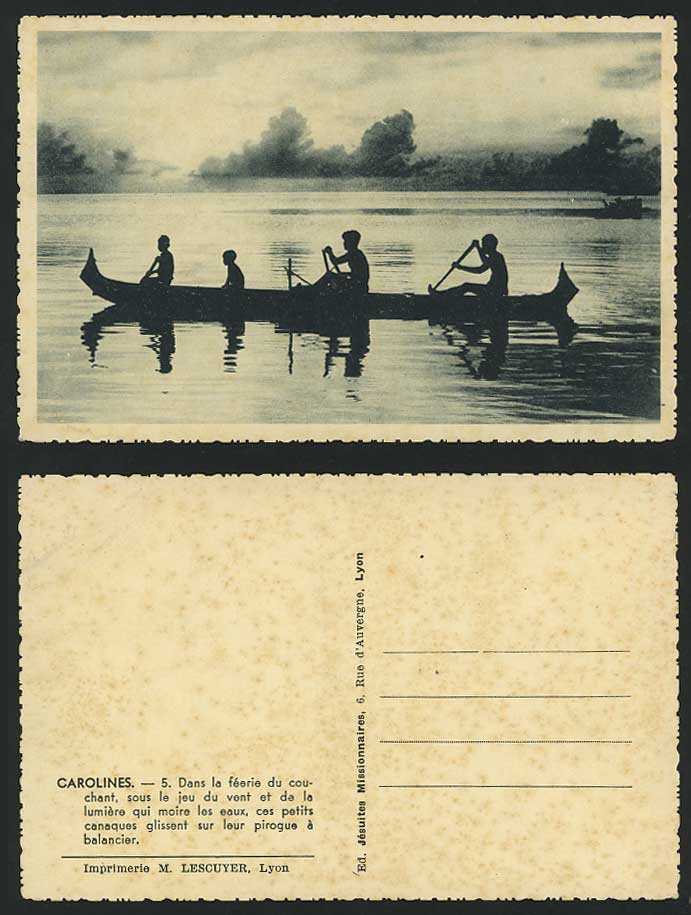 Caroline Islands Old Postcard Kanak - Native Canoe Boat