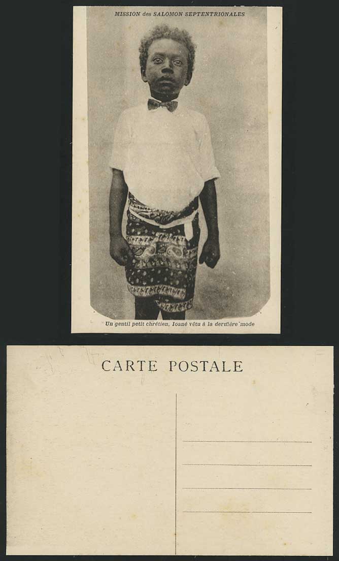 Solomon Islands Old Postcard Native Child Christian Boy Un gentil petit chretien