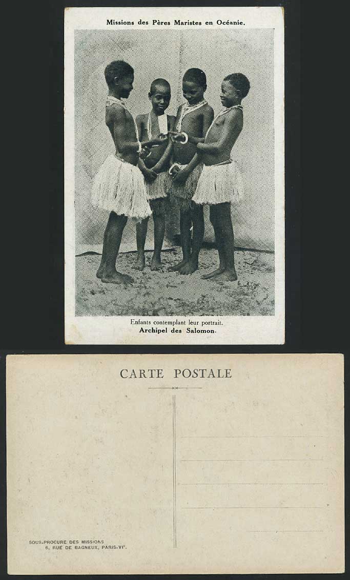 Solomon Islands Old Postcard Ethnic Life 4 Native Girls Children Enfants Contemp