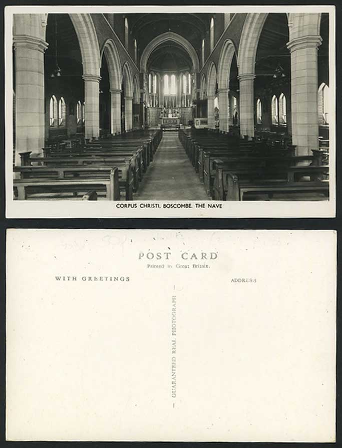 BOSCOMBE Corpus Christi Church The Nave Old RP Postcard