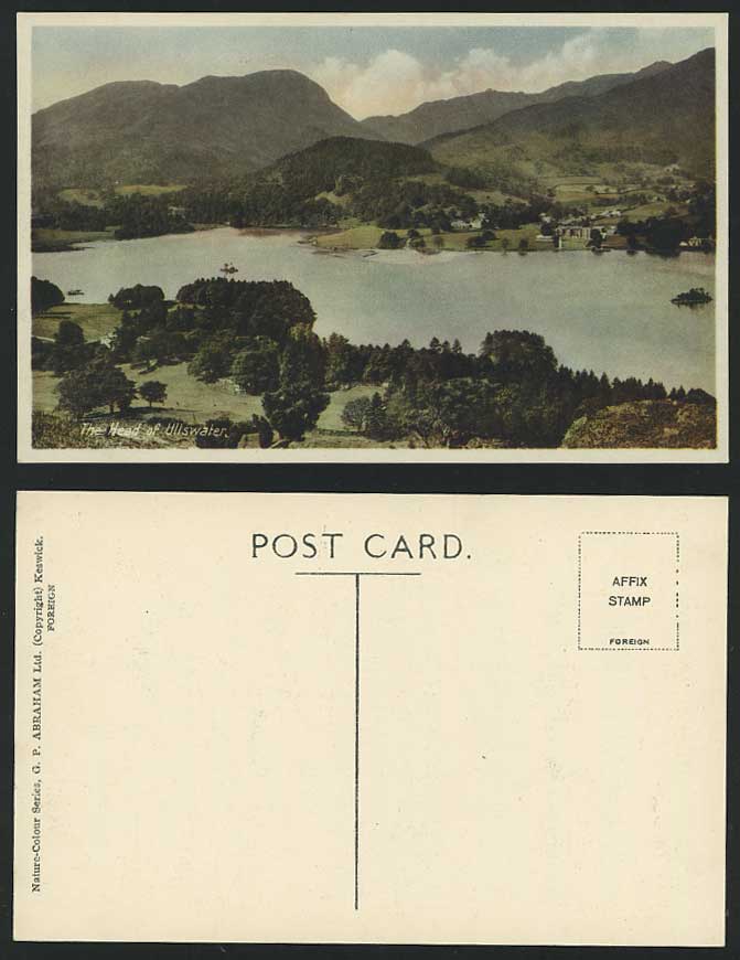 HEAD of ULLSWATER Lake District Old Colour Postcard Mountains Lake Panorama