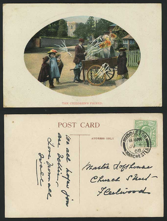 The Children's Friend - Street Vendor 1908 Old Postcard