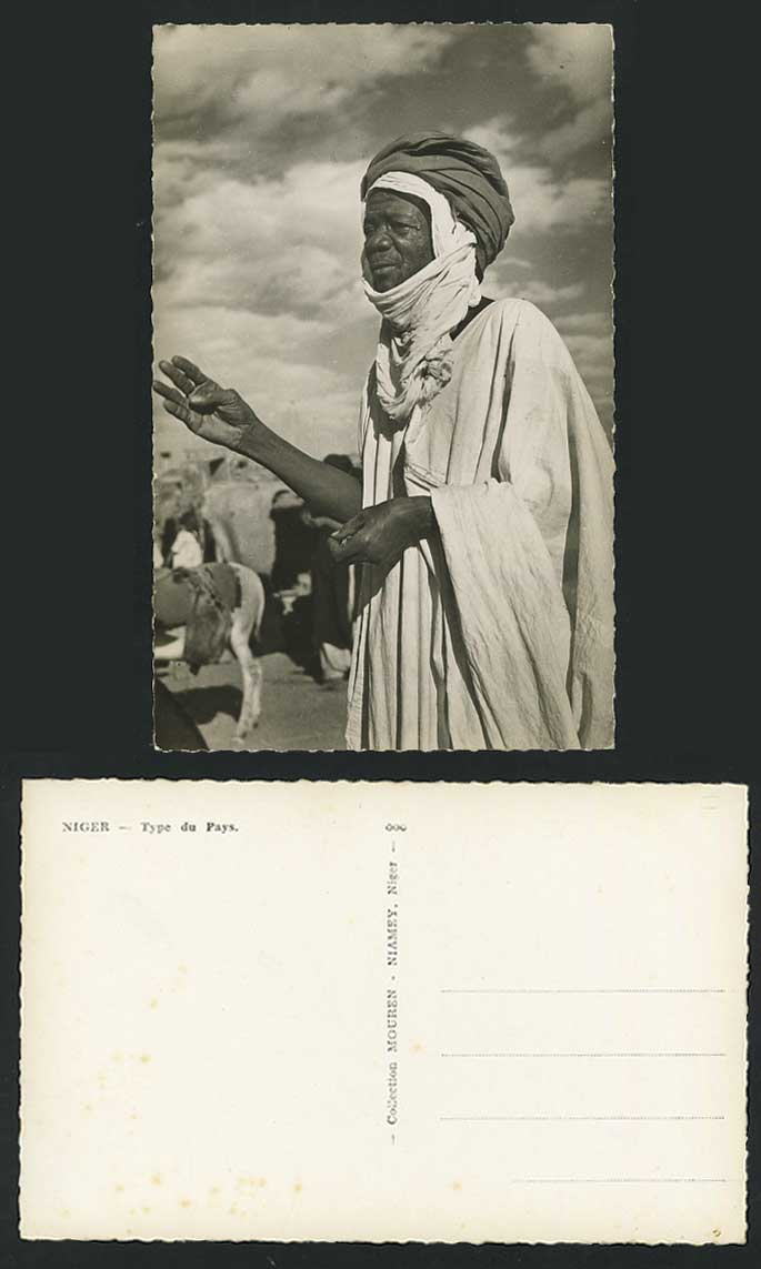 NIGER Old RP Postcard Native Man Costumes, Type du Pays