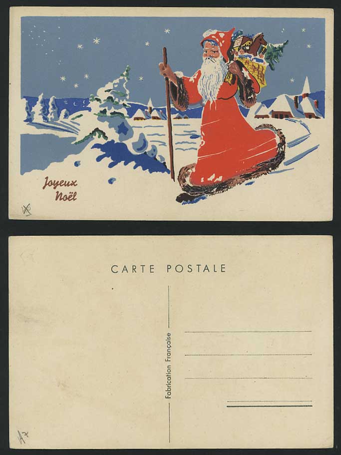 SANTA CLAUS Father Christmas, Artist Drawn Old Postcard