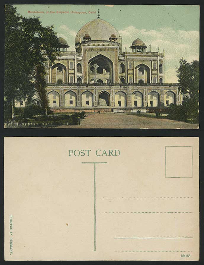 India Old Postcard Emperor Humayoon Mausoleum Delhi (British Indian)