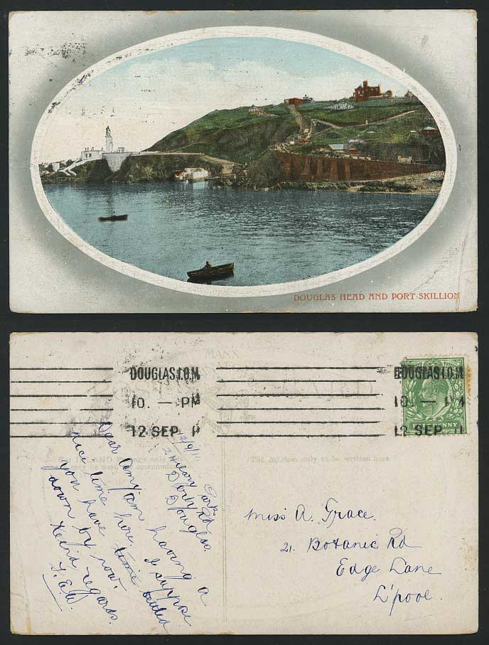 DOUGLAS HEAD LIGHTHOUSE PORT SKILLION 1911 Old Postcard
